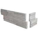 White oak 3D ledger corner 6X18 honed marble wall tile LPNLMWHIOAK618COR 3DH product shot profile view