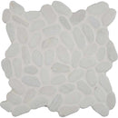 White pebble 11.42X11.42 tumbled marble mesh mounted mosaic tile SMOT-PEB-WHT product shot multiple tiles close up view