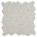 White pebble 11.42X11.42 tumbled marble mesh mounted mosaic tile SMOT-PEB-WHT product shot multiple tiles top view