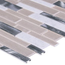 White wave interlocking 12X12 glass stone metal mesh mounted mosaic tile SMOT-SGLSMTIL-WHTWA4MM product shot profile view