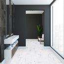 Xl trecento  calacatta legend 18x36 rigid core luxury vinyl tile flooring VTRXLCALE18X36-5MM-12MIL room shot wash basin view
