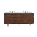 James Martin Amberly 72" Dual Mount Double Bathroom Vanity, Mid-Century Walnut