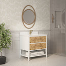 James Martin Olena 36" Single Bathroom Vanity, Polished White and Light Mappa Burl