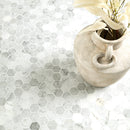 Carrara White Hexagon 12"x12" Polished Marble Mesh-Mounted Mosaic Floor and Wall Tile 2" Hexagon -MSI Collection