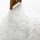 Arabescato Carrara Hexagon 11.1" x 11.5" Honed Marble Mesh-Mounted Mosaic Tile Hexagon- MSI Collection