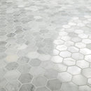 Carrara White Hexagon 12"x12" Polished Marble Mesh-Mounted Mosaic Floor and Wall Tile 2" Hexagon -MSI Collection