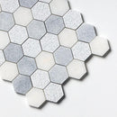 Bardiglio Light, Calacatta T Textured Hexagon 2 Marble Mosaics 10 3/8x12