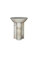 Afyon Sugar Marble Round Legs Side Table - Honed Finish 18x22