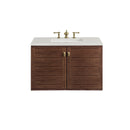 James Martin Amberly 36" Dual Mount Single Bathroom Vanity, Mid-Century Walnut