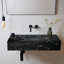 Black Marble Wall Mount Bathroom Sink Modern Polished Finish