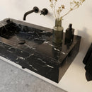 Alexandrette Black Marble Modern Rectangular Sink Wall-mount Bathroom Sink (W)18" (L)30" (H)7"