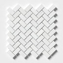 Alpina White Honed Herringbone Marble Mosaics 12 1/8x13 3/8