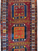 Antique circa 1920's Kurdish-Kazak Geometric Motifs Runner 3’8” x 12’3”
