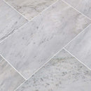 Arabescato carrara 12 x 24 polished marble floor and wall tile TARACAR12240.38P product shot multiple tiles angle view
