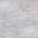 Arabescato carrara 12 x 24 polished marble floor and wall tile TARACAR12240.38P product shot multiple tiles top view