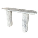 Arabescato Carrara White Marble Console Table - Handcrafted Designer Fluted Legs