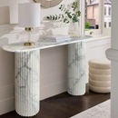 Arabescato Carrara White Marble Console Table - Handcrafted Designer Fluted Legs