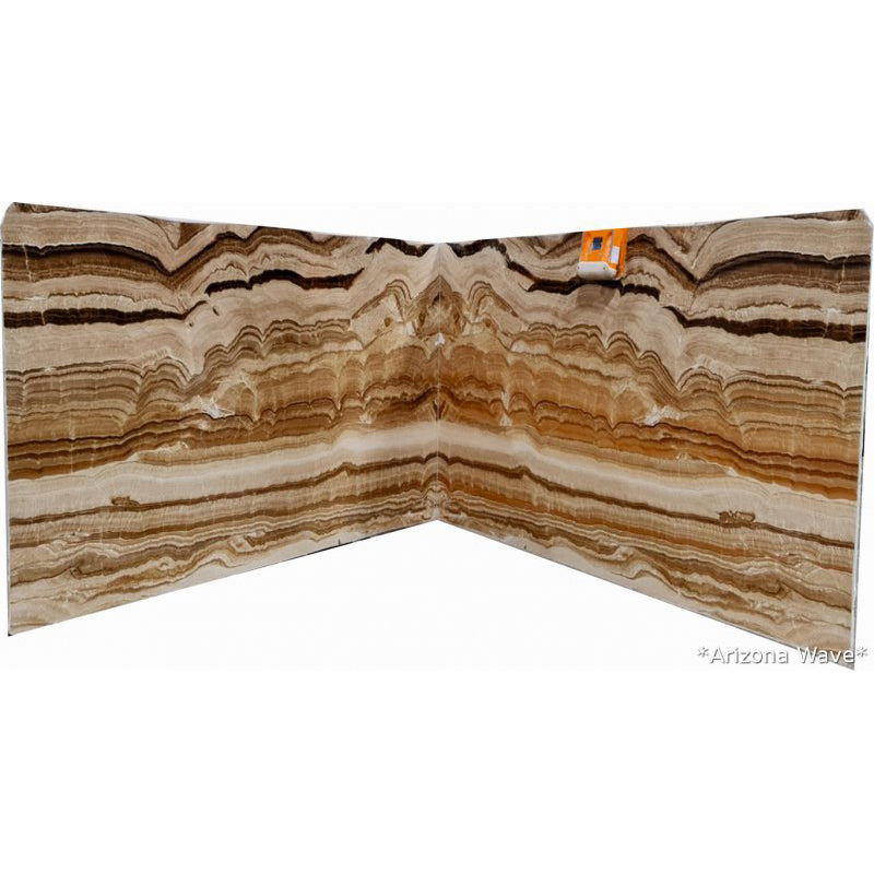 arizona wave yellow honey onyx slabs polished 2cm -2 slabs bookmatching view