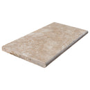 aspendos beige travertine coping 12x24 tumbled angle profile view