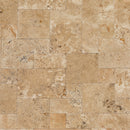 Aspendos Beige Travertine Pattern Tumbled Pavers -product shot top view wet state