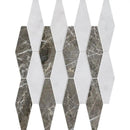 Avalon, Silver Drop Polished Rhomboid Blend Marble Mosaics 11x14 15/16