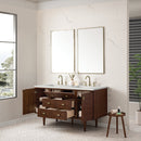 James Martin Amberly 60" Dual Mount Double Bathroom Vanity, Mid-Century Walnut