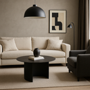Industrial Round Low Side Metal Table/Minimal Design (D)24" (H)16" roomscene view