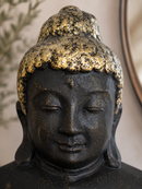 Large Black & Gold Praying Buddha Statue | Handcrafted Indonesian Décor