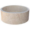 Round Beige Travertine Vessel Bathroom Sink 16 Inch Honed Finish Natural Stone