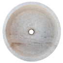 Round Beige Travertine Vessel Bathroom Sink 16 Inch Honed Finish Natural Stone