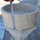Round Beige Travertine Vessel Bathroom Sink 16 Inch Honed Finish Natural Stone