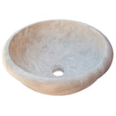 Beige Travertine Natural Stone Drop-in Bathroom Sink Honed and Filled (D)16" (H)6" angle view