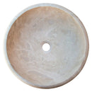 Beige Travertine Natural Stone Drop-in Bathroom Sink Honed and Filled (D)16" (H)6" top view