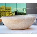 Beige Travertine Natural Stone Drop-in Bathroom Sink Honed and Filled (D)16" (H)6" side view