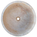 Beige Round Travertine Stone Vessel Sink Polished For Bathroom Vanity