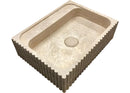 Oasis Beige Travertine Wall-mount Bathroom Vanity Sink Fluted (W)20" (L)24" (H)6" polished angle view 