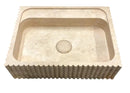 Beige Hand Carved Travertine Stone Vanity Wall Mounted Bathroom Sink