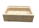 Oasis Beige Travertine Wall-mount Bathroom Vanity Sink Fluted (W)20" (L)24" (H)6" polished front view 