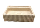 Beige Travertine Rectangular Wall-mount Bathroom Sink Fluted (W)20" (L)24" (H)6"
