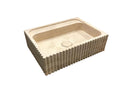 Beige Travertine Rectangular Wall-mount Bathroom Sink Fluted (W)20" (L)24" (H)6"