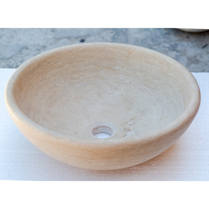 beige travertine vessel sink NTRSTC09 D16 H6 angle view