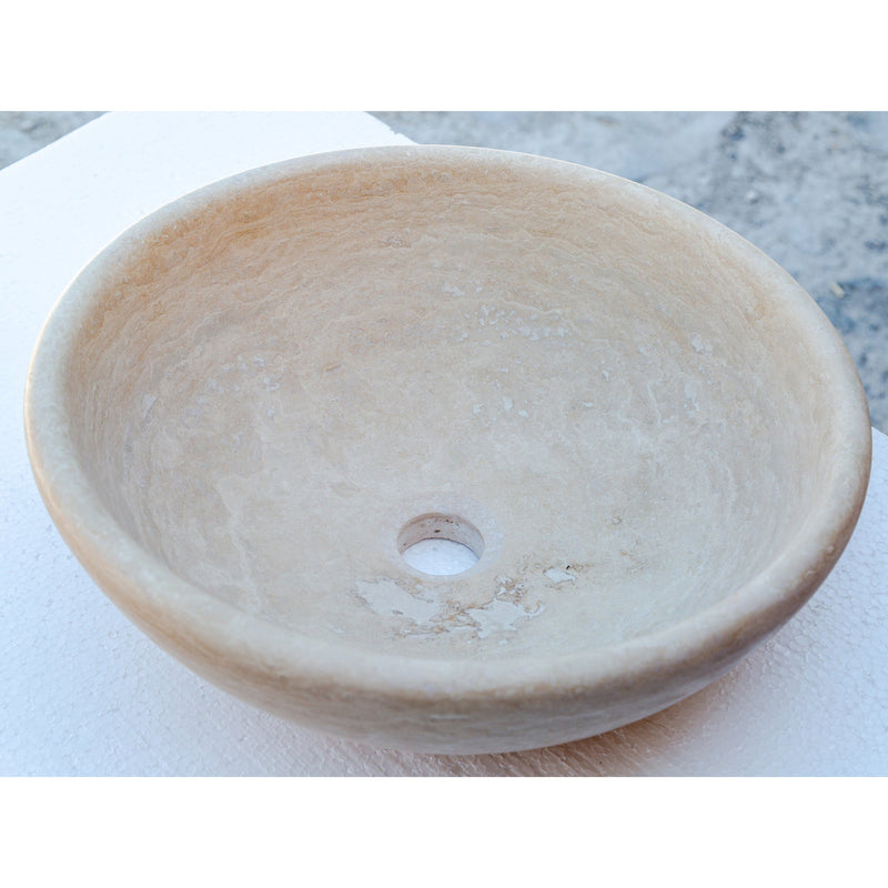 beige travertine vessel sink NTRSTC09 D16 H6 angle view