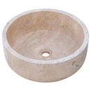 Beige Turkish Travertine Natural Stone Round Vessel Bathroom Sink