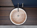 Beige Turkish Travertine Natural Stone Round Vessel Bathroom Sink