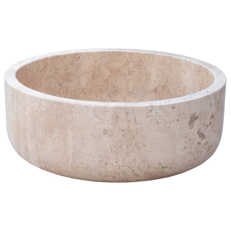 beige travertine vessel sink d16 h6 TMS02 side viewbeige travertine vessel sink d16 h6 TMS02 side view