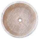 Beige Turkish Travertine Natural Stone Round Vessel Bathroom Sink