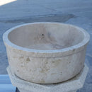 Natural Stone Beige Travertine Self-Rimming Above vanity or Drop-in Bathroom Sink (D)16" (H) 6.5" side view