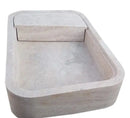 Beige Travertine Wall Mount Bathroom Sink With Hidden Drain