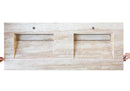 Troia Light Travertine Vein-cut Double Sink Above Vanity Bathroom Sink (W)23" (L)60" (H)5.5" product shot length measure view