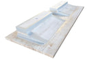 Troia Light Travertine Vein-cut Double Sink Above Vanity Bathroom Sink (W)23" (L)60" (H)5.5" product shot back angle view